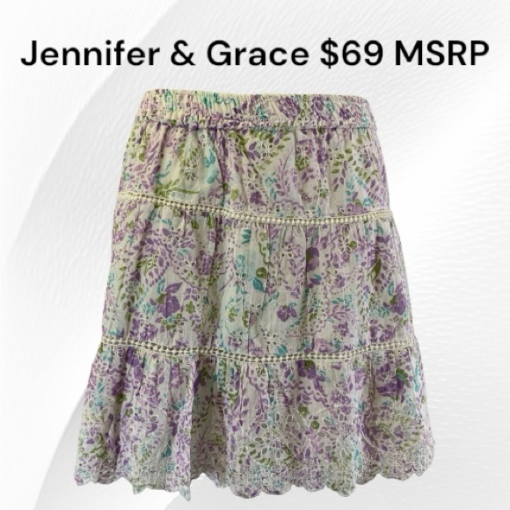 Jennifer & Grace Tiered Floral Mini Skirt NWT MSRP $69 size Medium